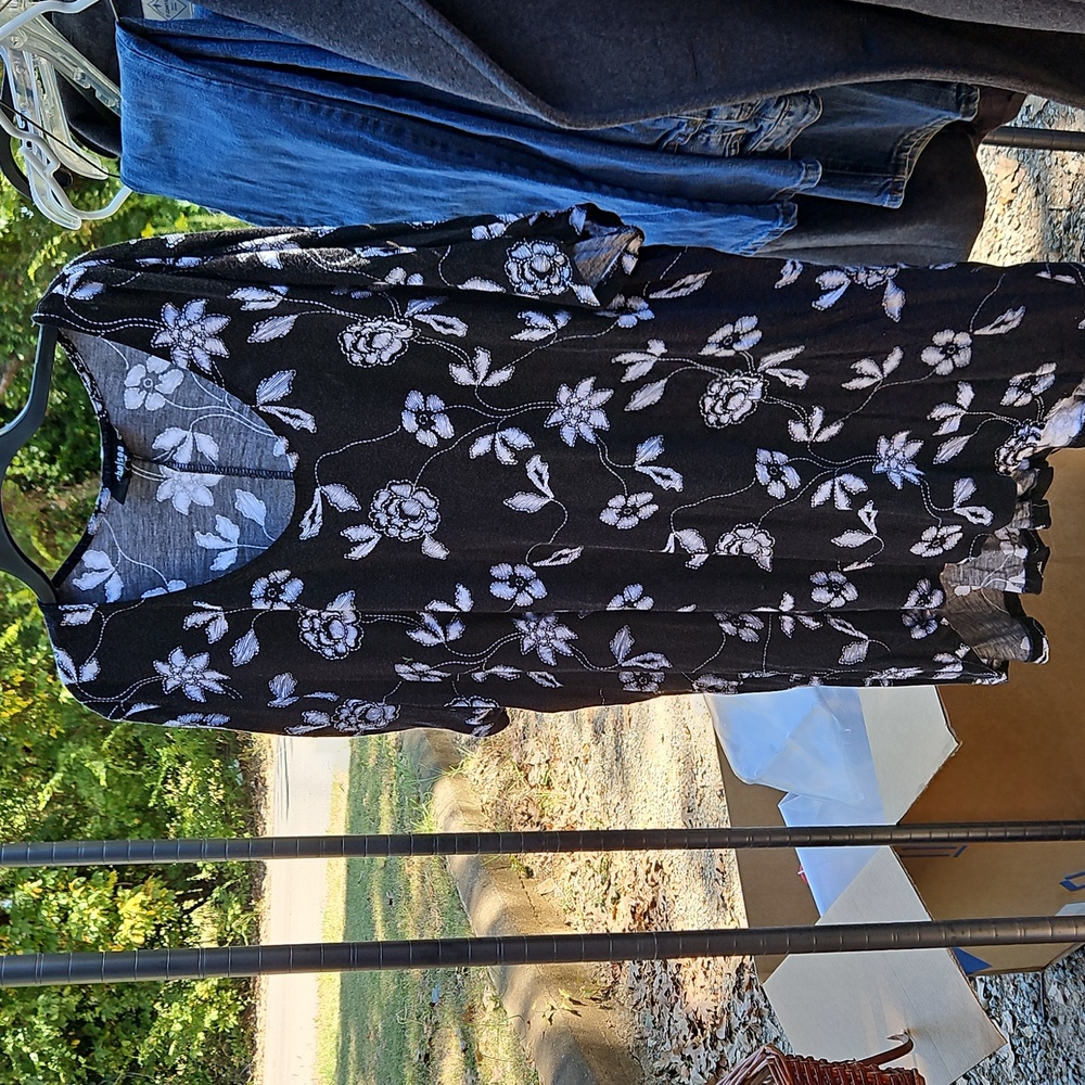 Black Floral Sheer Top